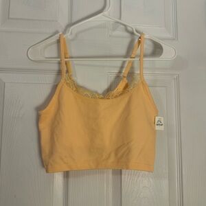 Aerie Mustard Lace Detail Crop Top